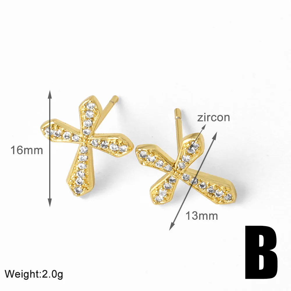 FLOLA Catholic Crystal Cross Stud Earrings for Women Clear Crystal Blessed Cross Ear Studs Small Jewelry Gifts ersa369