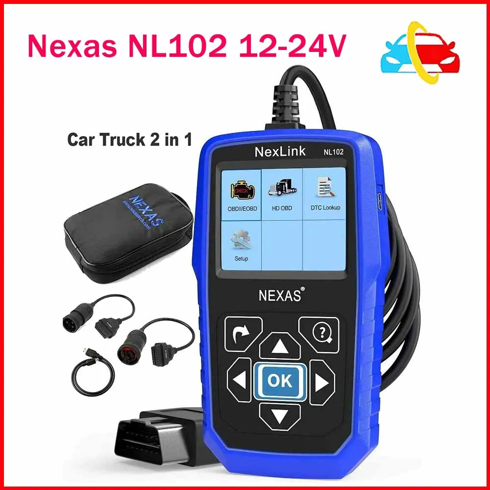 Nexas NL102 Car Diagnostic Professional OBD2 Truck Car Diagnostic Tool 12-24V ABS Fuel Brake ESP EVAP Code Reader OBD Scanner