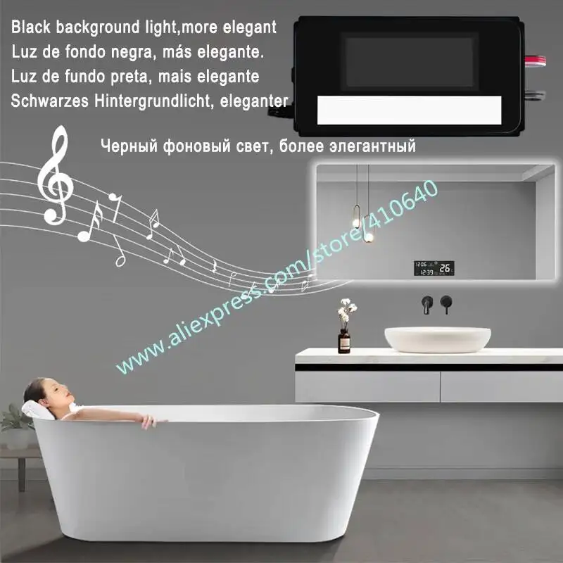 Trumsense New Black LED Screen K3015CBS-S5A Touch Panel Radio Clock Temperature Date Defog Bluetooth-compatible for LED Mirror