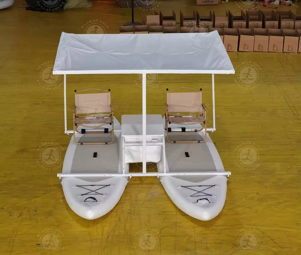 Eco-Friendly Electric Inflatable Catamaran Boat Portable Solar Powered House Boat for Home School Water Recreation