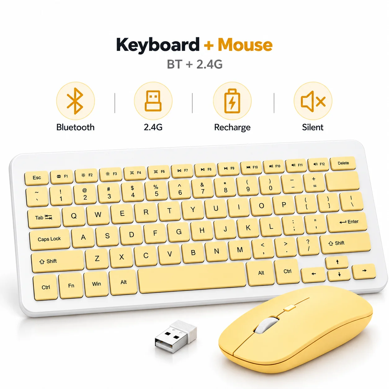 Rechargeable Bluetooth Keyboard Mouse Set for Apple iPad Laptop Android Smartphone Silent Slim Portable Wireless Combo