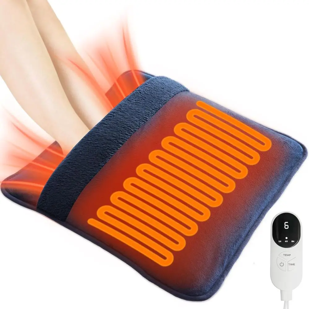 

Double-Sided Electric Foot Warmers with 6 Heat Settings and 3 Timers for Men & Women, 10ft Cord, Ideal for Desk, Bed, and Office