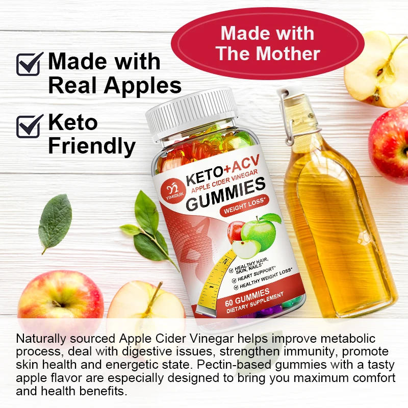 Slimming Keto Apple Cider Vinegar Gummies Supplement Weight Loss, Reduces Anxiety & Stress Boost Immune System