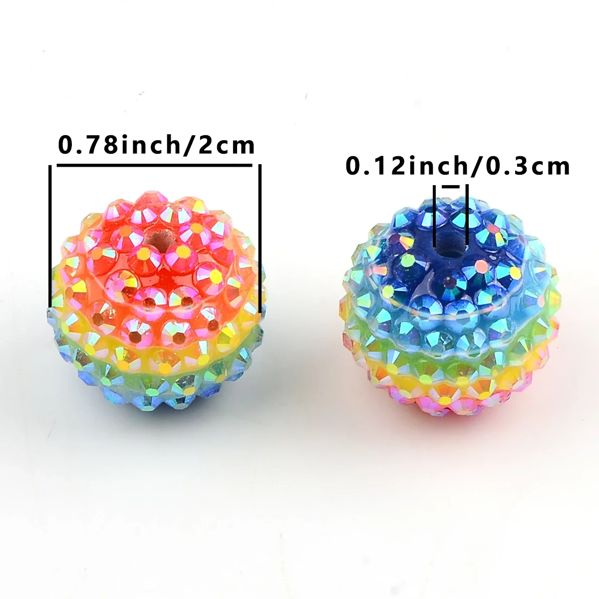 4pcs Hand paint Rainbow color round thorn ball acrylic beads for jewelry make charm DIY Bracelet Necklace Accessory spaced bead