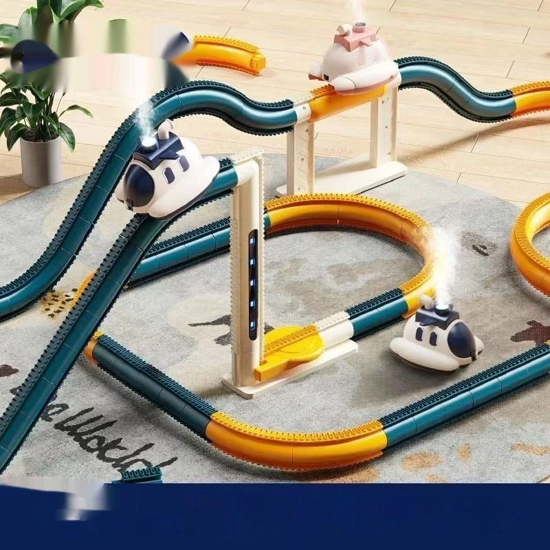 新しい子供のおもちゃ、電気鉄道車両、蒸気船、車、教育用組み立て式鉄道装飾品シリーズ、誕生日プレゼント。