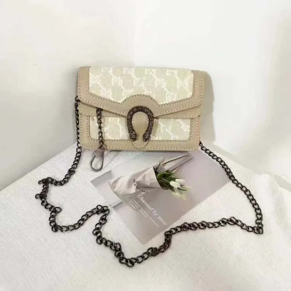 Women Dionysus Style Mini Crossbody Mini Bag Denim GG Pattern Purse with Crystal Buckle Chain Strap Wallet Bag Multi Colors