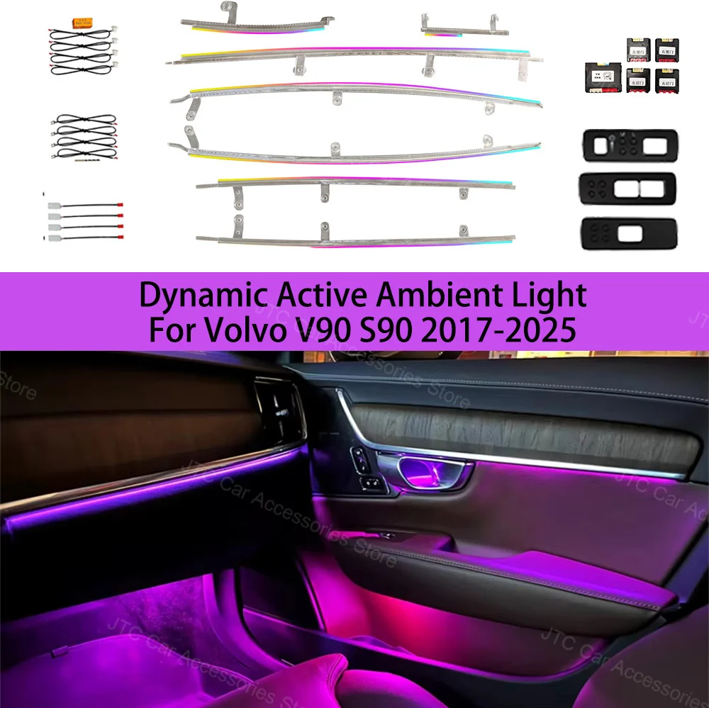 Dynamic Active  Ambient Light For Volvo V90 S90 2017-2025 LHD Atmosphere environtal mood ambilight Lighting