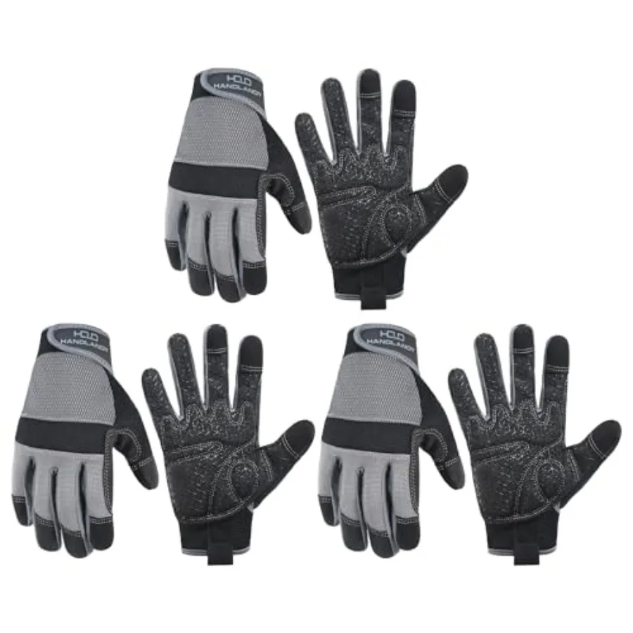 

Working Gloves for Men and Women, Safety Work Gloves with Grip for Warehouse Construction Garden Yard Outside Grey-Grip, X- (Pa