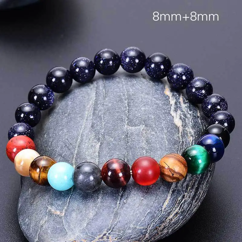 Women Men Natural Stone 10 Planets Braclet Noter Universe Solar System Bracelet Best Friends Gift For Him/Her Yoga Bileklik