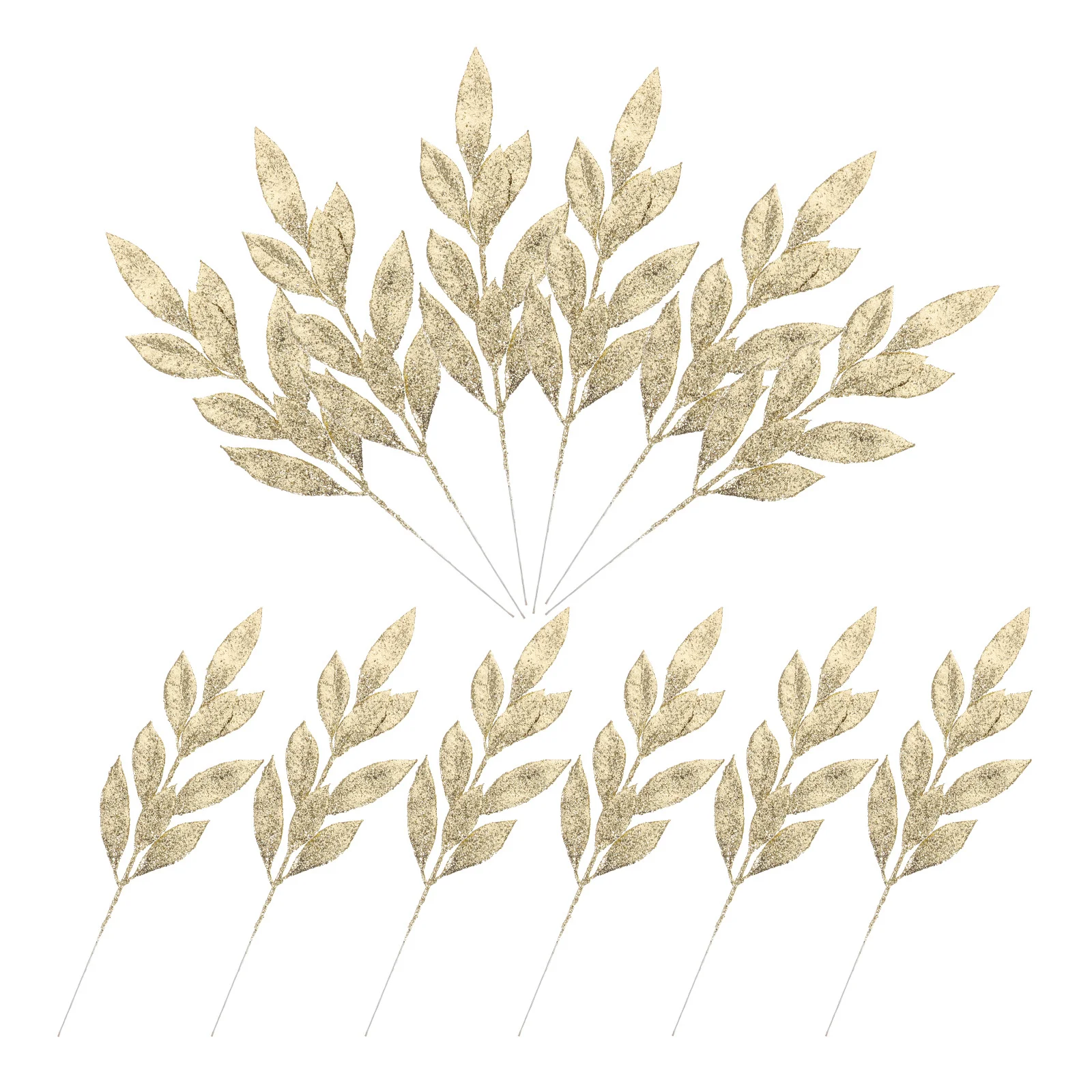 

12Pcs Christmas Glitter Picks - Realistic Gold Glittery Leaf Stems for DIY Xmas Wreath, Present Boxes and Fall Decorations