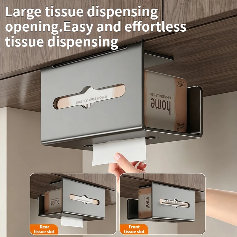 Cabinet Door Hanging Tissue Box Napkin Holder No Drill Space‑Saving Paper Dispenser For Kitchen Bathroom Home Storage