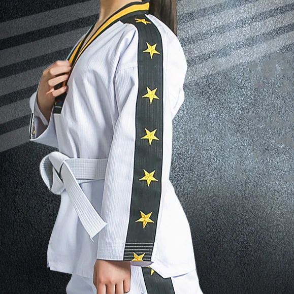 Taekwondo Uniform z dekoltem w szpic Tae Kwon sztuki walki Dobok MMA gimnastyka szkolna Karate dla dzieci i dorosłych 2023 nowy styl