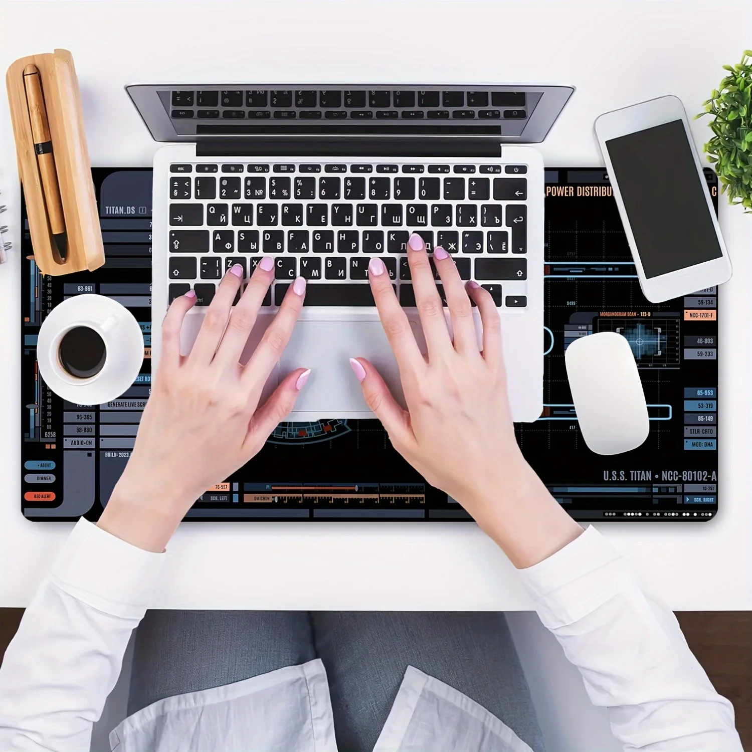 1pc Sci-fi Explorer System Large Rectangular Mouse Pad, Non-slip Rubber Base, with Seam Edges, Suitable for Offices and Homes