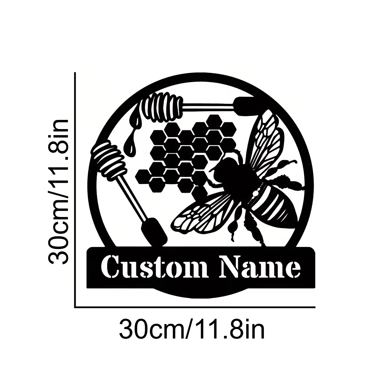 Custom Content Metal Sign, Personalized Bee Silhouette Metal Wall Art, Bee Theme Surname Metal Decoration, for Door Decoration