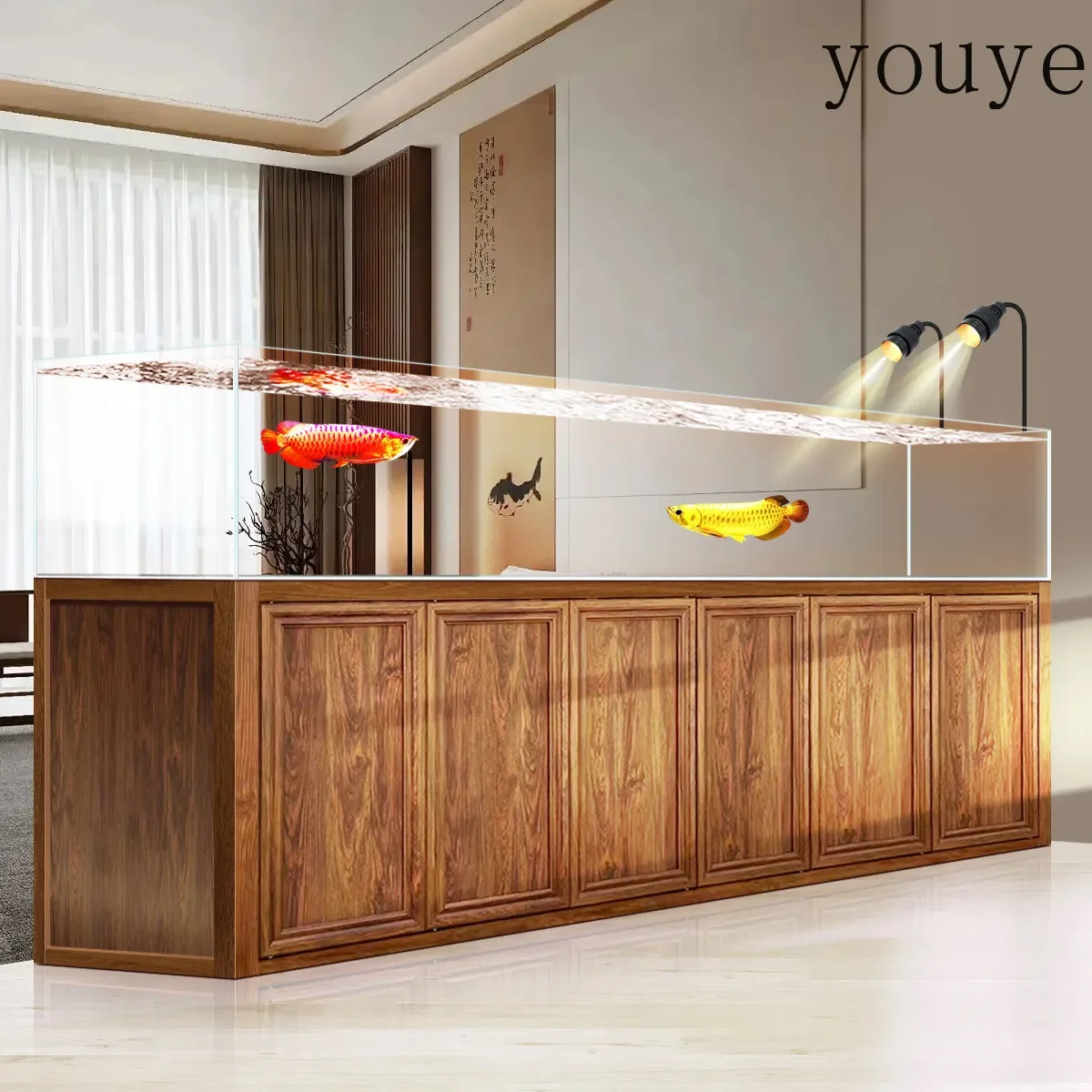 

X3 No Pipe Fittings, No Pipe Bottom Filter, Large Living Room Company Landscaping Aquarium, Ultra-white Glass Air Tank