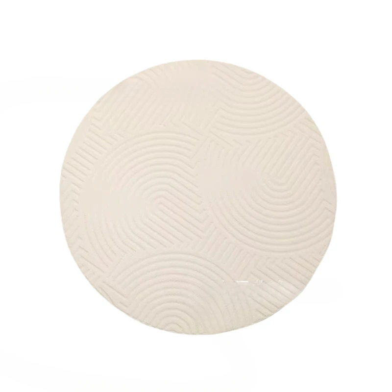 

French cream diatom silk relief round carpet wabi sabi light luxury living room
