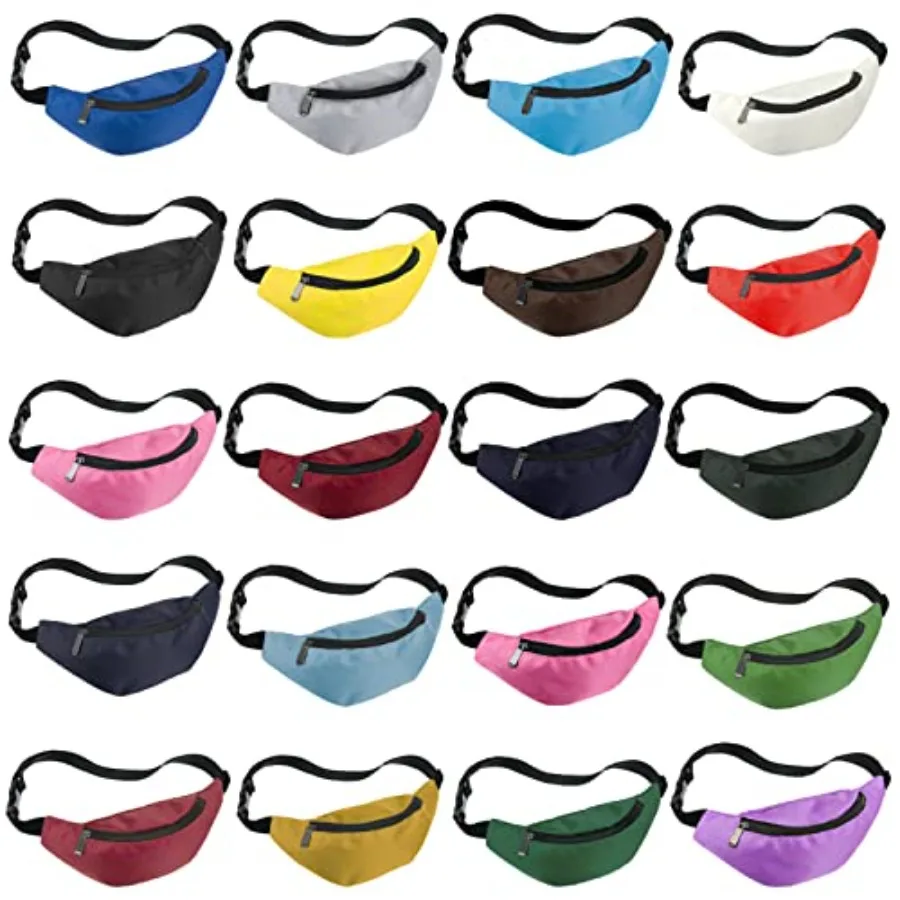

20 Pcs Neon Fanny Pack Bulk 90s 80s Fanny Pack Adjustable Waist Bags Vintage Bag Oxford Cloth for Workout Traveling Running Bac