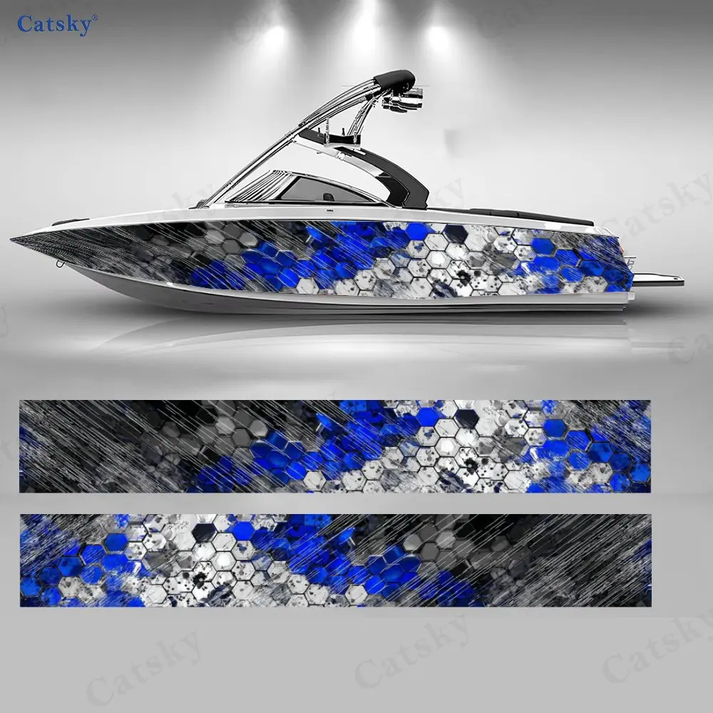 

Промышленные сине-серые наклейки-пленки с сотовой структурой для лодок, водонепроницаемые виниловые наклейки из ПВХ для рыболовных судов, прочный и стильный дизайн
