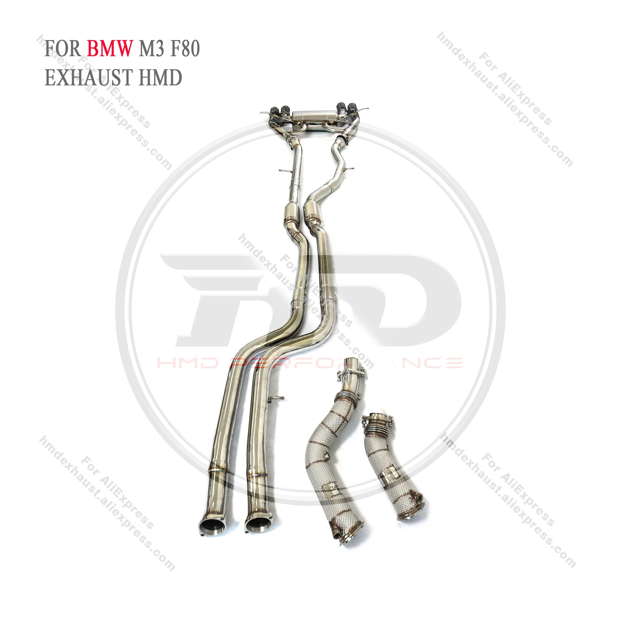 HMD Stainless Steel Exhaust System Performance Catback For BMW M3 M4 F80 F82 Auto Modification Electronic Valve Muffler+100cell