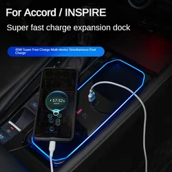 2022 For Honda Accord Inspire Car Fast Charger 90W USB Shunt Hub Splitter With Cigarette Light To Adapter Type C USB Charging