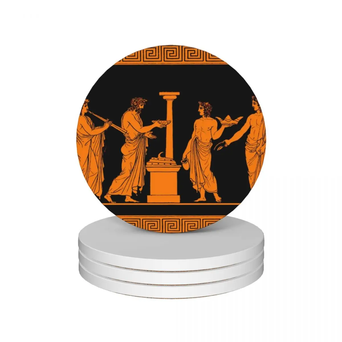 

Red figure Greek vase offering scene Ceramic Coasters (Set of 4) original Tea cups ceramic drinks Coasters