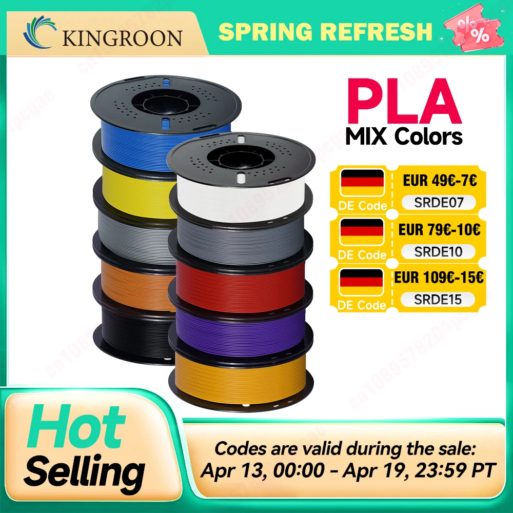 

KINGROON 5/10KG PLA Filament 1.75mm Eco-Friendly Good Toughness Printing Filaments For FDM 3D Printers Material Free Shipping