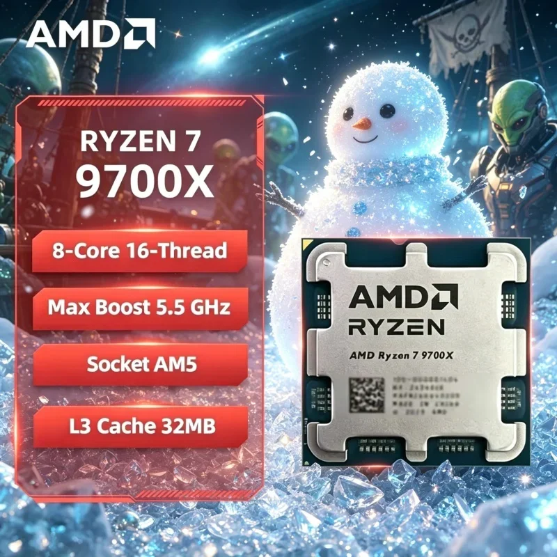 

Seamless Multitask AMD R7 9700X Max 5.5GHz Boost 65W AM5 Unlocked CPU Perfect For B850 X870 DIY Platform