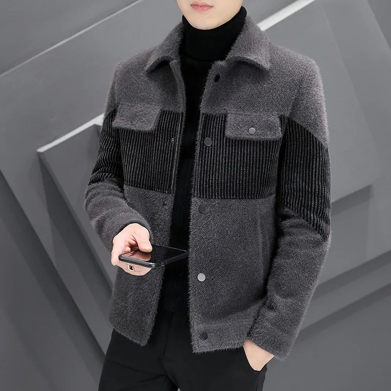 

Fashion Woolen Plaid Winter Blends Men 2023 Street Famous Male Patchwork Autumn Jacket Slim Clothing for Men Brand Coats Z152