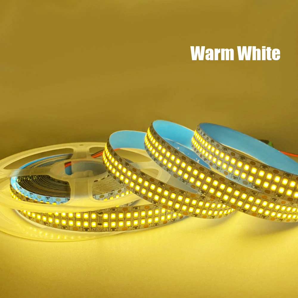 Double Row LED Strip SMD 2835 12V/24V Flexible Lamp Natural White 3000K/4000K/6000K 120LEDs/m 240LEDs/m 360LED/m 480LEDs/m 5M