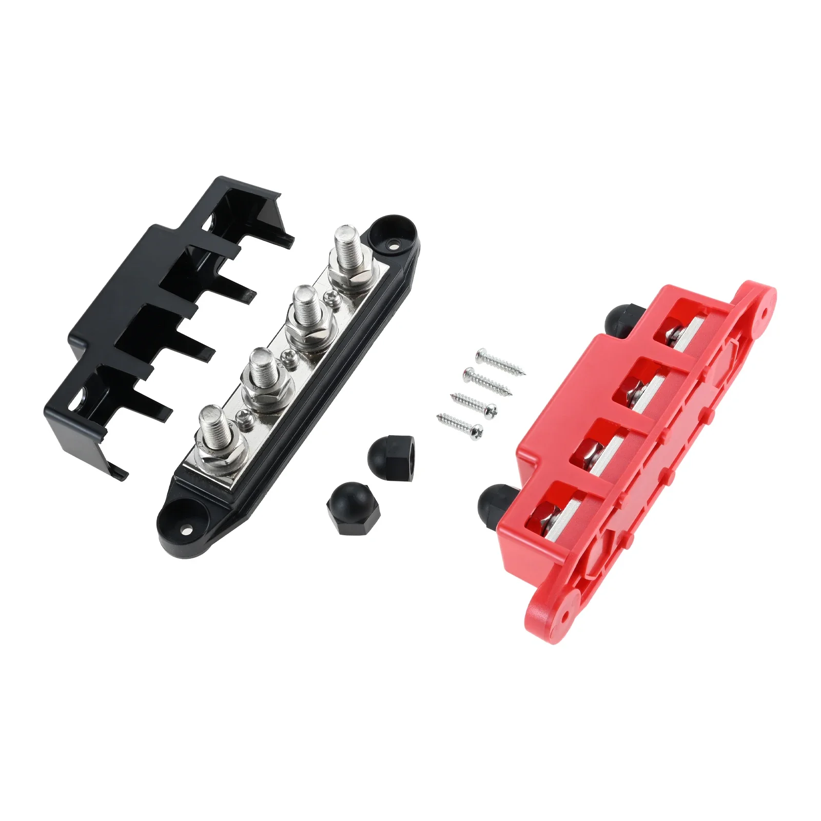 2Pcs 4-Stud Power Distribution Block Bus Bar,M10 300A 12V Marine Battery Busbar Terminal Block,Car RVs Boat Solar System