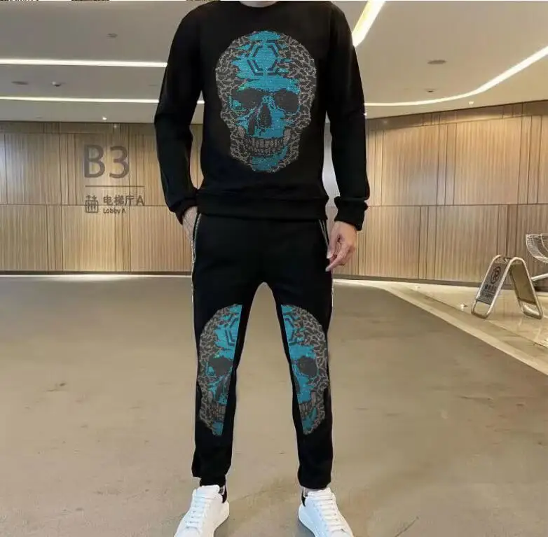 New cotton Plein ali  men  warm tracksuit  fashion  Rhinestone brand designer