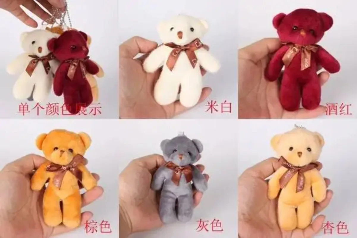 12Pcs/Lot Soft Stuffed Bear Plush Toys Mini Teddy Bear Dolls Toy Small Gift for Party Wedding Keychain Bag Pendant Teddy Doll