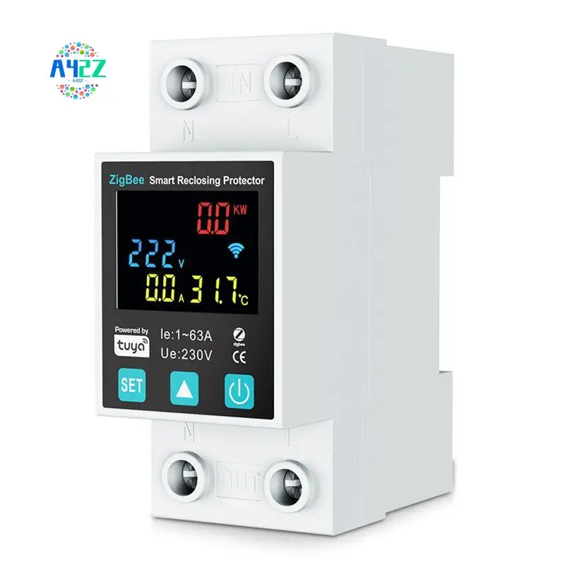 A42Z-Zigbee TUYA Smart Life 2P/63A Circuit Breaker Earth Leakage Over Under Voltage Protection Protector Relay Energy Meter