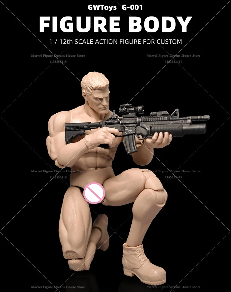 Na stanie GWToys G001 Model w skali 1/12 z realistycznym malowaniem, ruchome mięśnie, męskie ciało, pasuje do figurek akcji 6-calowych, kolekcja.