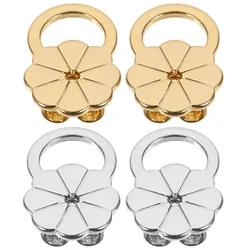 4 Pcs Gold Plated Flower Shaped Ear Plug Earring Backs Replacement Studs Accessories For Making Women Earrings Lifters Backings