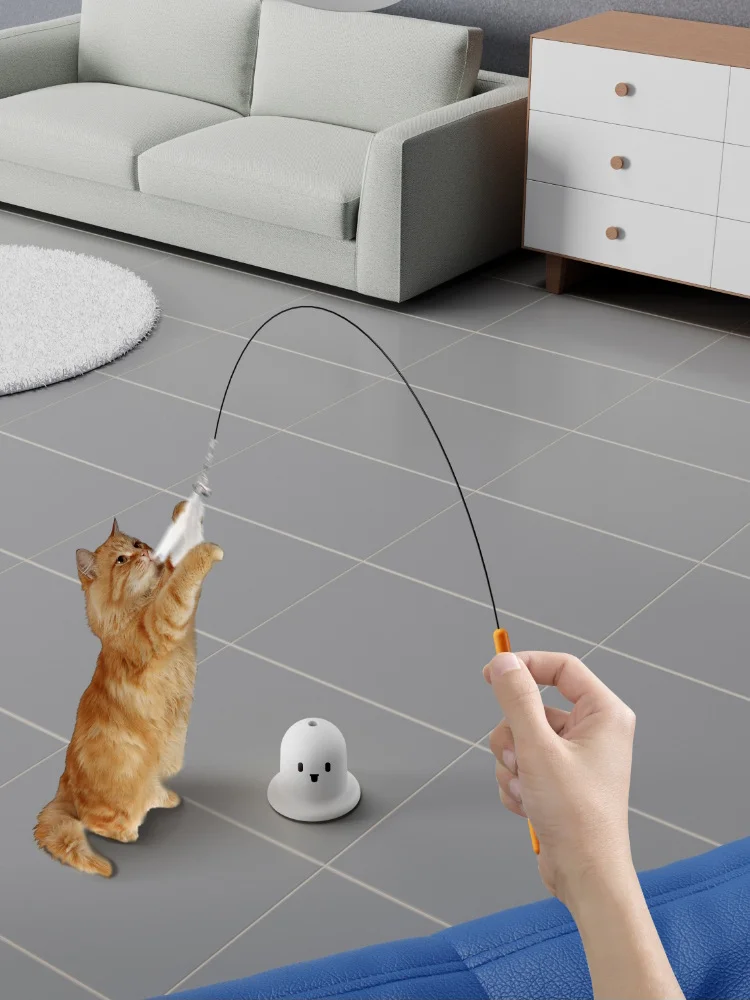 Detachable Cat Teaser Wand Strong Suction Cup Feather Bell Handheld Interactive Cat Toy Self-Play Boredom Relief Pet Supplies