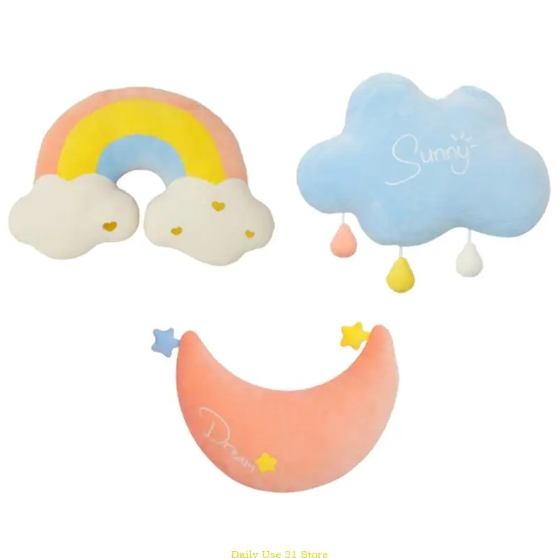 

Lovely Soft Cushions Rainbow Cloud Moon Plushie Pillow Soft Comfortable Pillows