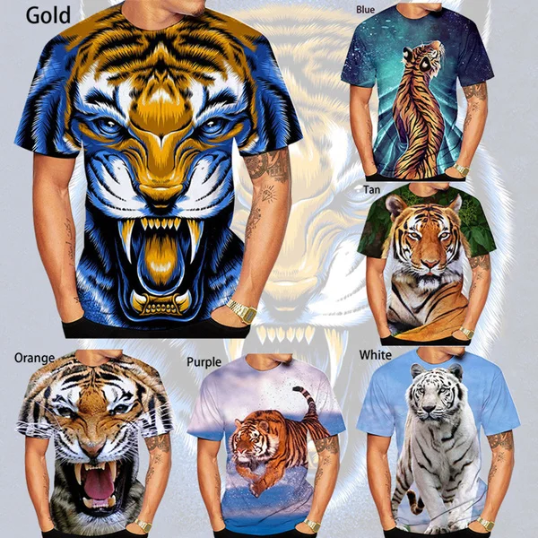 2021 Unisex 3D Tiger Print Short Sleeve T-Shirt Fashion Couple Tops