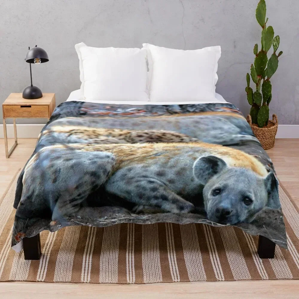 

HAPPY and well fedHYENA'S - Crocuta crocuta Throw Blanket Warm Accent Blanket for Living Room Decoration