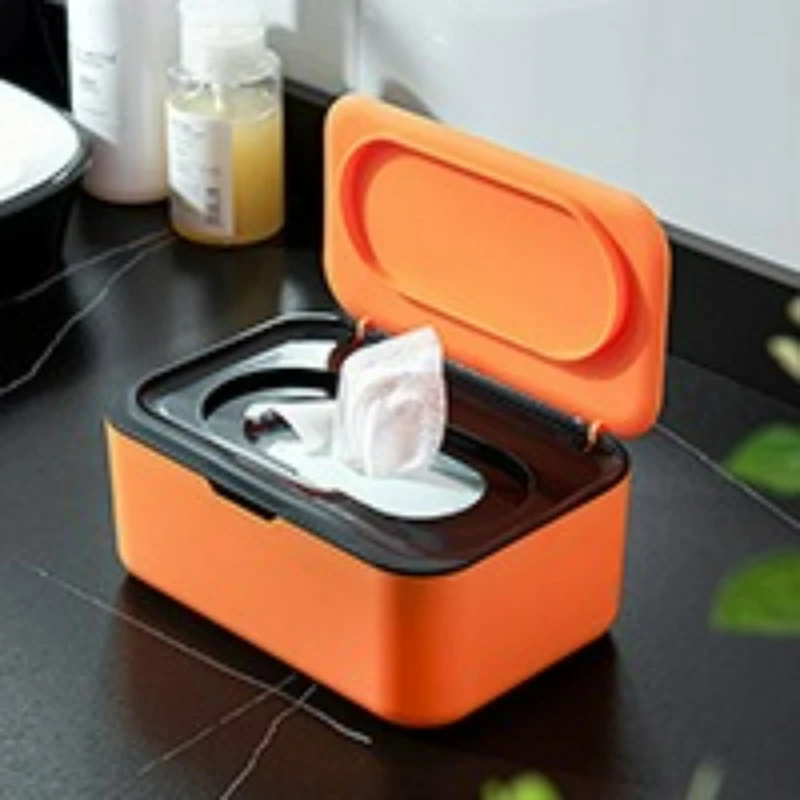 Nordic-style Minimalist Desktop Wet Wipe Box with Lid, Large Opening, High-quality Contrasting Color, Home Tissue Box