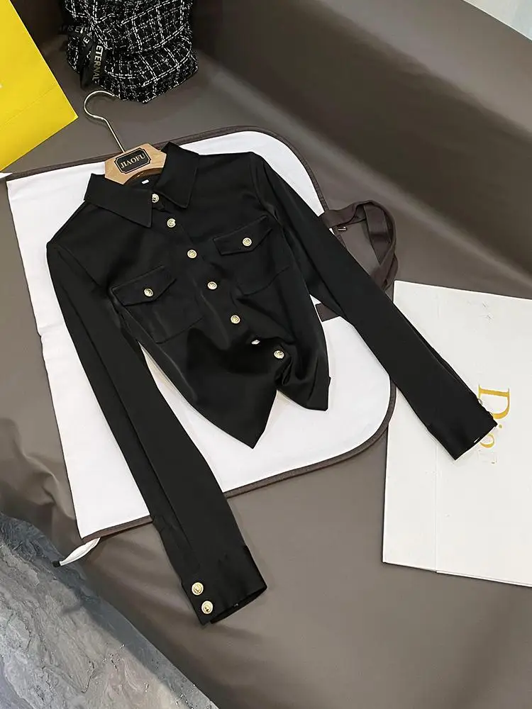 

Весна 2026: Новая комфортная повседневная атласная рубашка, универсальная высококачественная повседневная рубашка для женщин D603, элегантная и модная