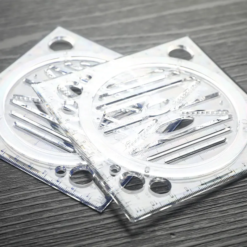 Multifunction Rotatable Drawing Template Art Design Construction Architect Stereo Geometry Circle Drafting Measuring Scale Ruler