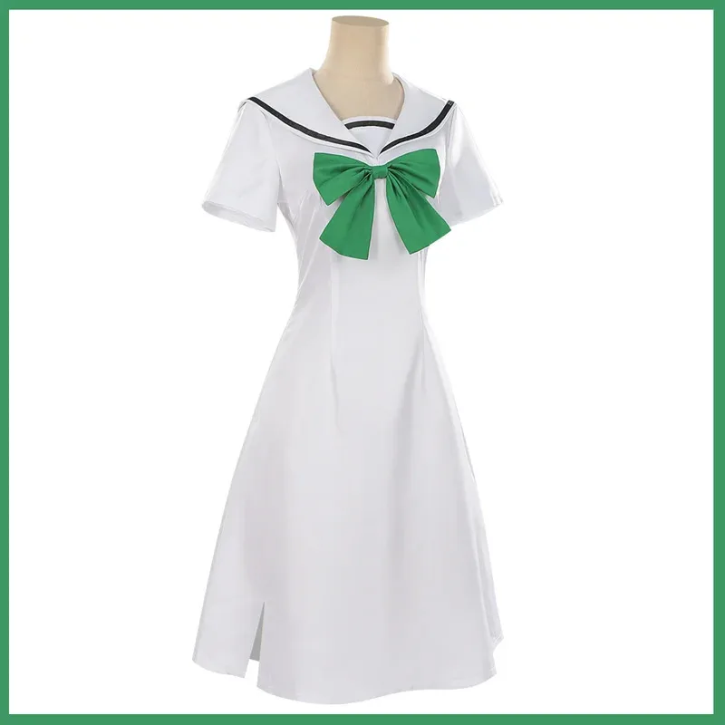 Аниме Cardcaptor Kinomoto Sakura Косплей Костюм Летнее белое платье с короткими рукавами Парик Женский сексуальный повседневный костюм для отдыха см; 5