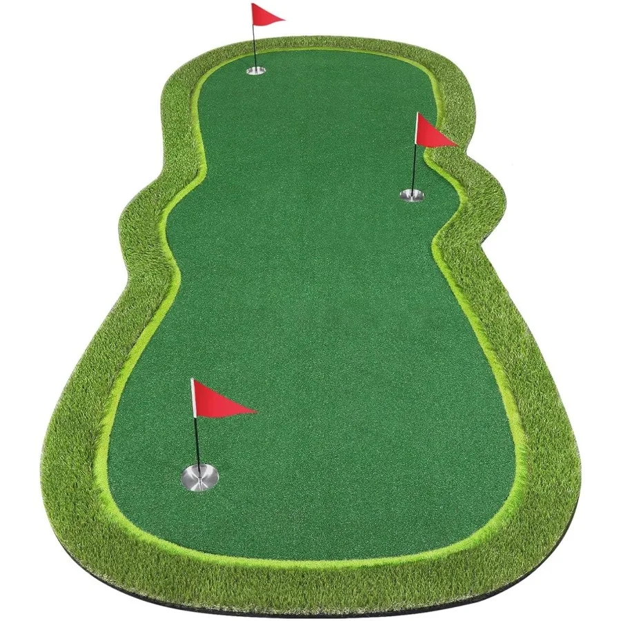 

Профессиональный большой зеленый коврик для гольфа с подвижной чашкой и наклонной подушкой для занятий в помещении и на открытом воздухе, идеально подходит для домашнего гаража