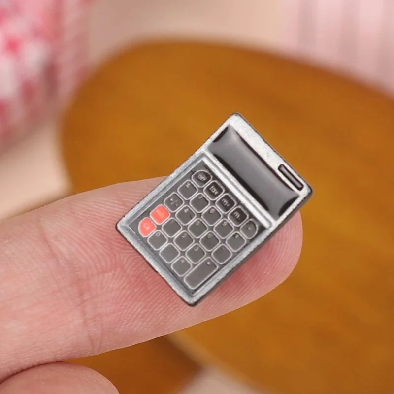 1:12 Dollhouse Miniature Metal Calculator Stationery Model Study Scenes Decor Toy Doll House Accessories