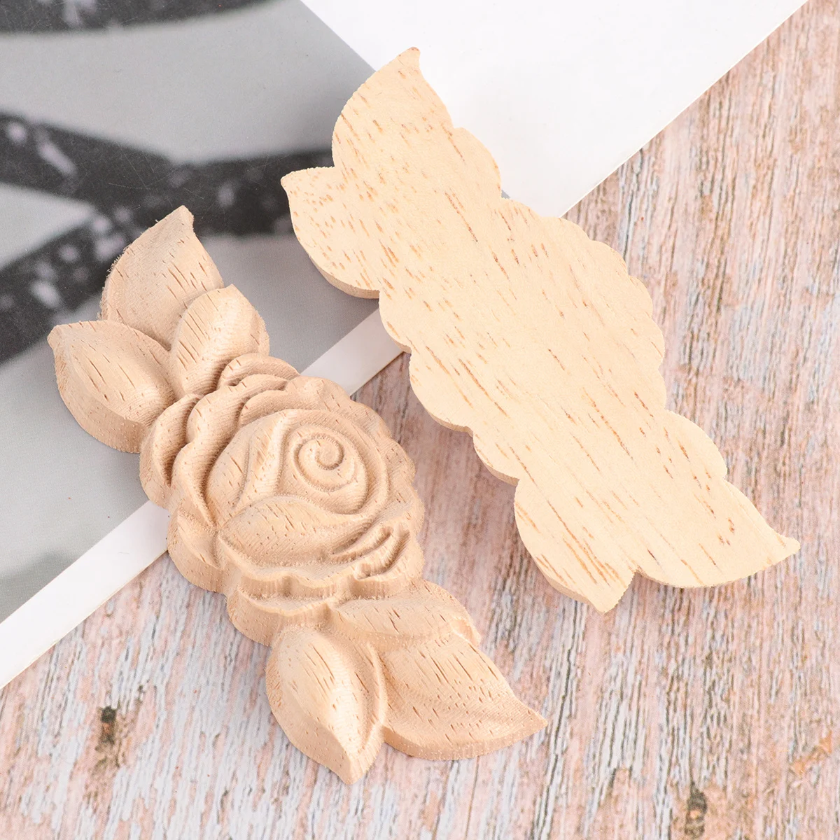

2Pcs Premium Wooden Corner Onlay Carved Applique for Cabinet Door Wall Decoration European Style Art Craft Home Interior Decor