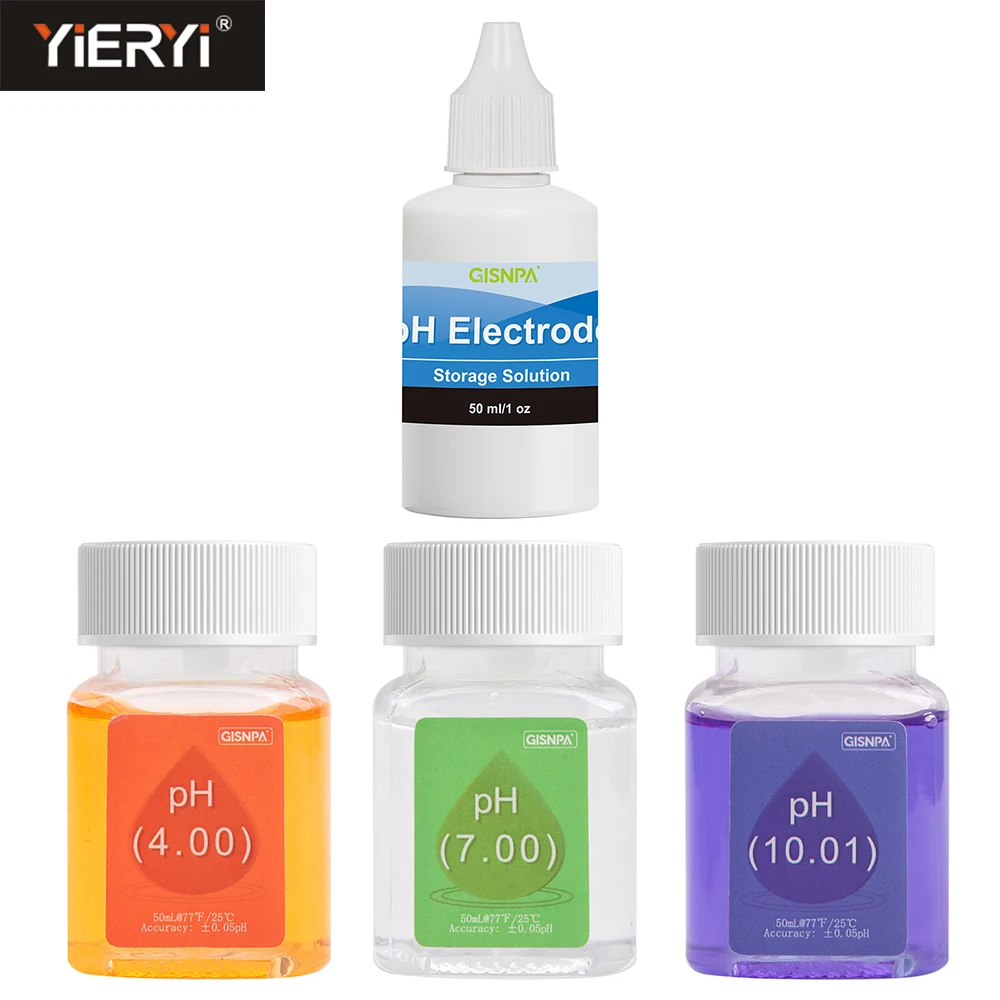 50ML pH Meter Calibration Liquid Kit (pH 4.00, 7.00 & 10.01) Buffer Solution,50 ml KCL pH Protective Solution for All pH Meters