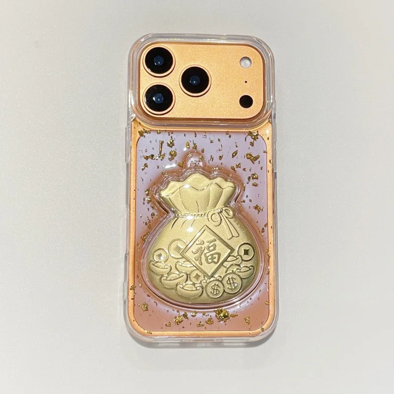 Креативная сумка для денег с золотой фольгой и клеем, подходит для iPhone 17, Pro Max, подходит для защитного чехла для телефона Apple 16