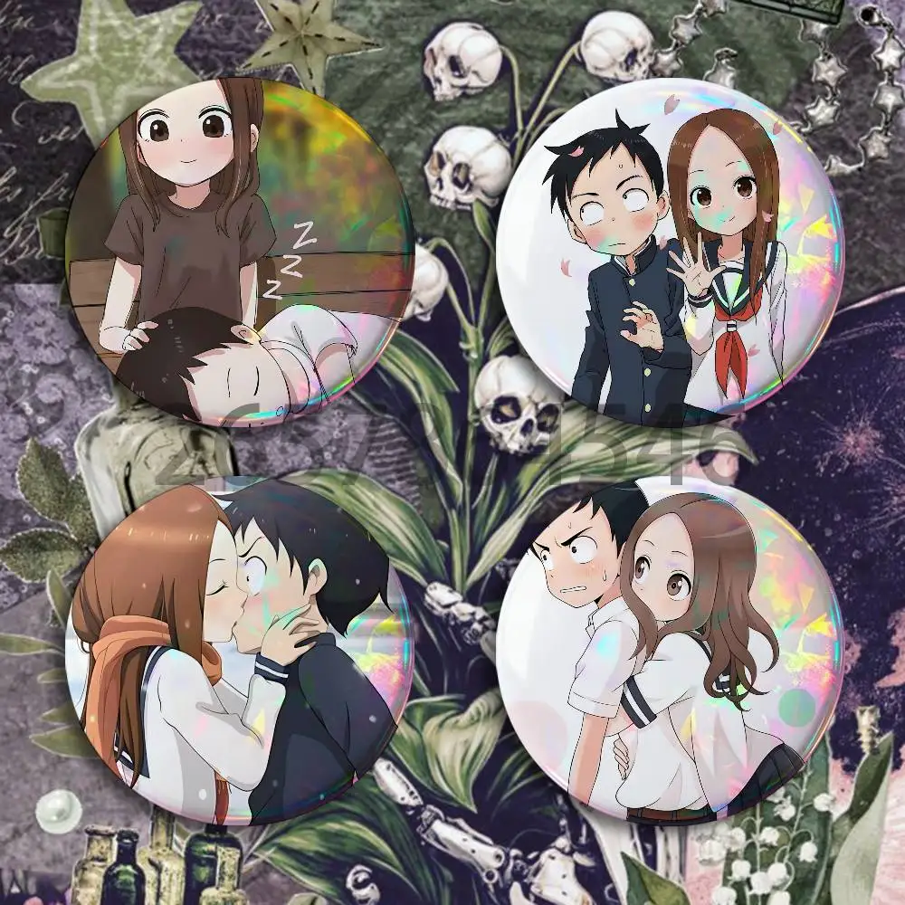 T-Teasing Master Takagi san Badges Set  25 32 44 58 75 mm Round Customizable Wholesale Fan goods Self-made fan freebies