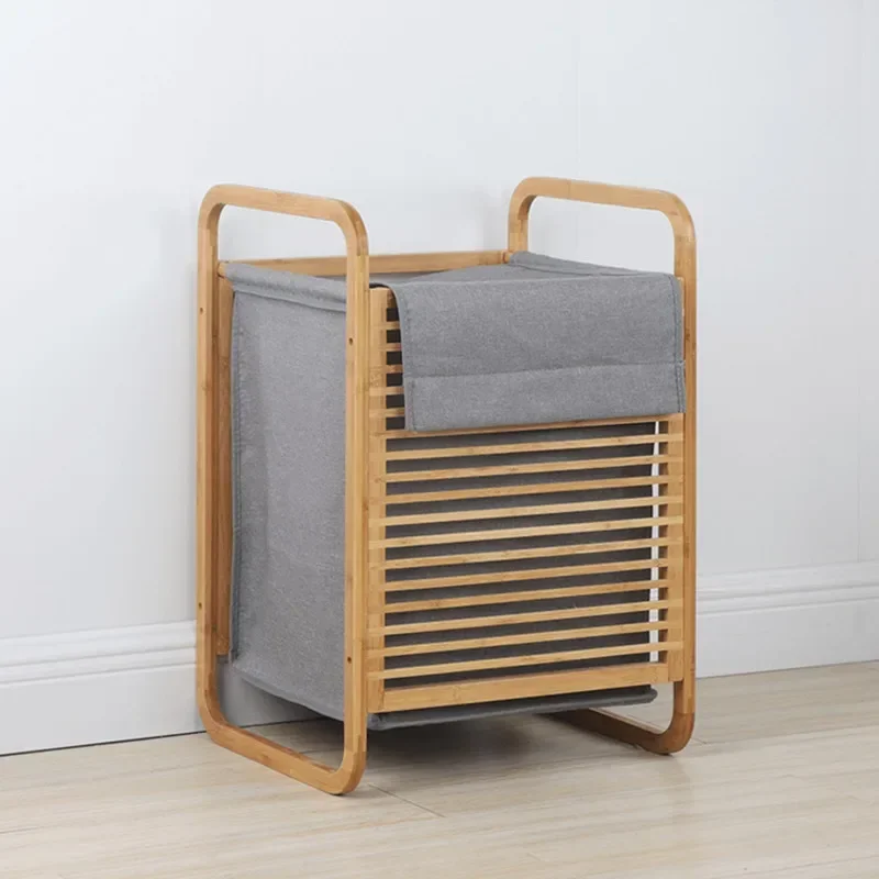 Laundry Bag Home Large Dirty Laundry Basket Bamboo Fabric With Cover Design Convenient Breathable Small Basket Storage Baskets